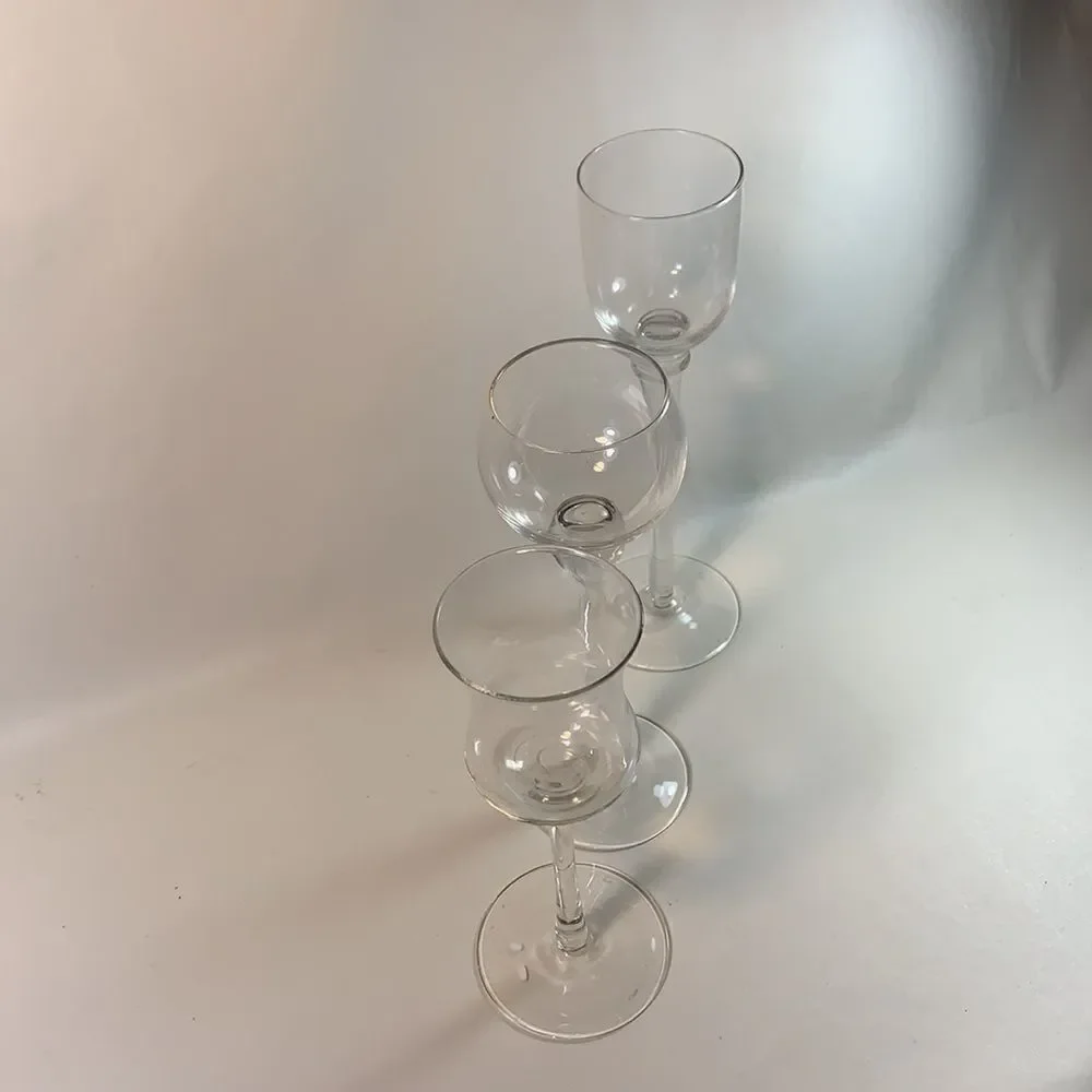 Hearthstone Set 3 Clear Glass Candle Tea Light Holders Holiday EUC In Box